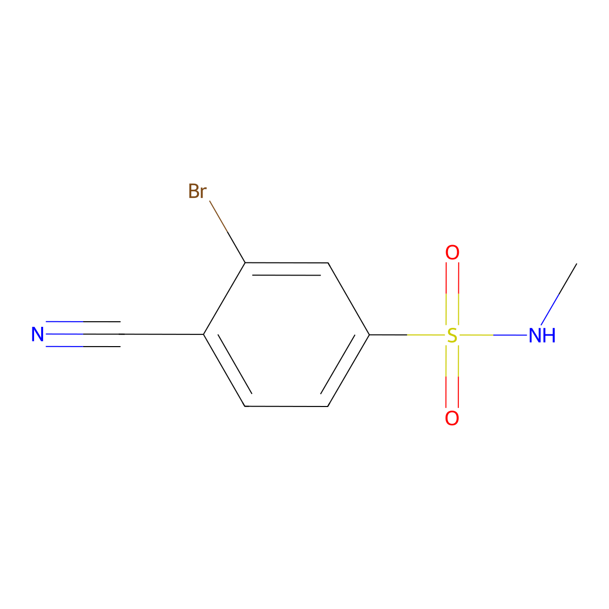 3-Bromo-4-cyano-N-methylbenzene-1-sulfonamide molecular structure, CAS 343942-47-2