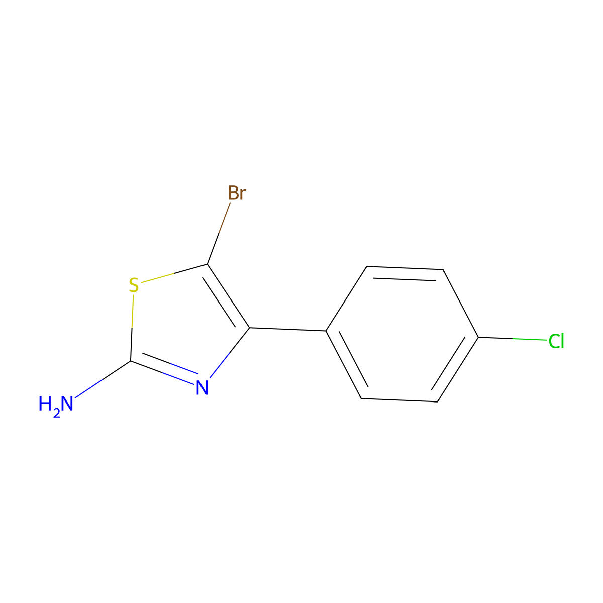 5-Bromo-4-(4-chlorophenyl)-1,3-thiazol-2-amine molecular structure, CAS 343946-25-8