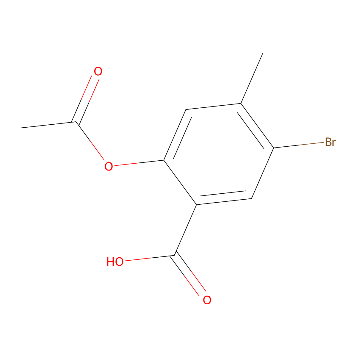 2-Acetoxy-5-bromo-4-methylbenzoic acid molecular structure, CAS 343948-93-6