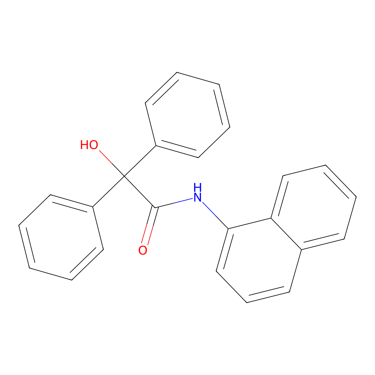 2-hydroxy-N-naphthalen-1-yl-2,2-diphenylacetamide molecular structure, CAS 343959-38-6