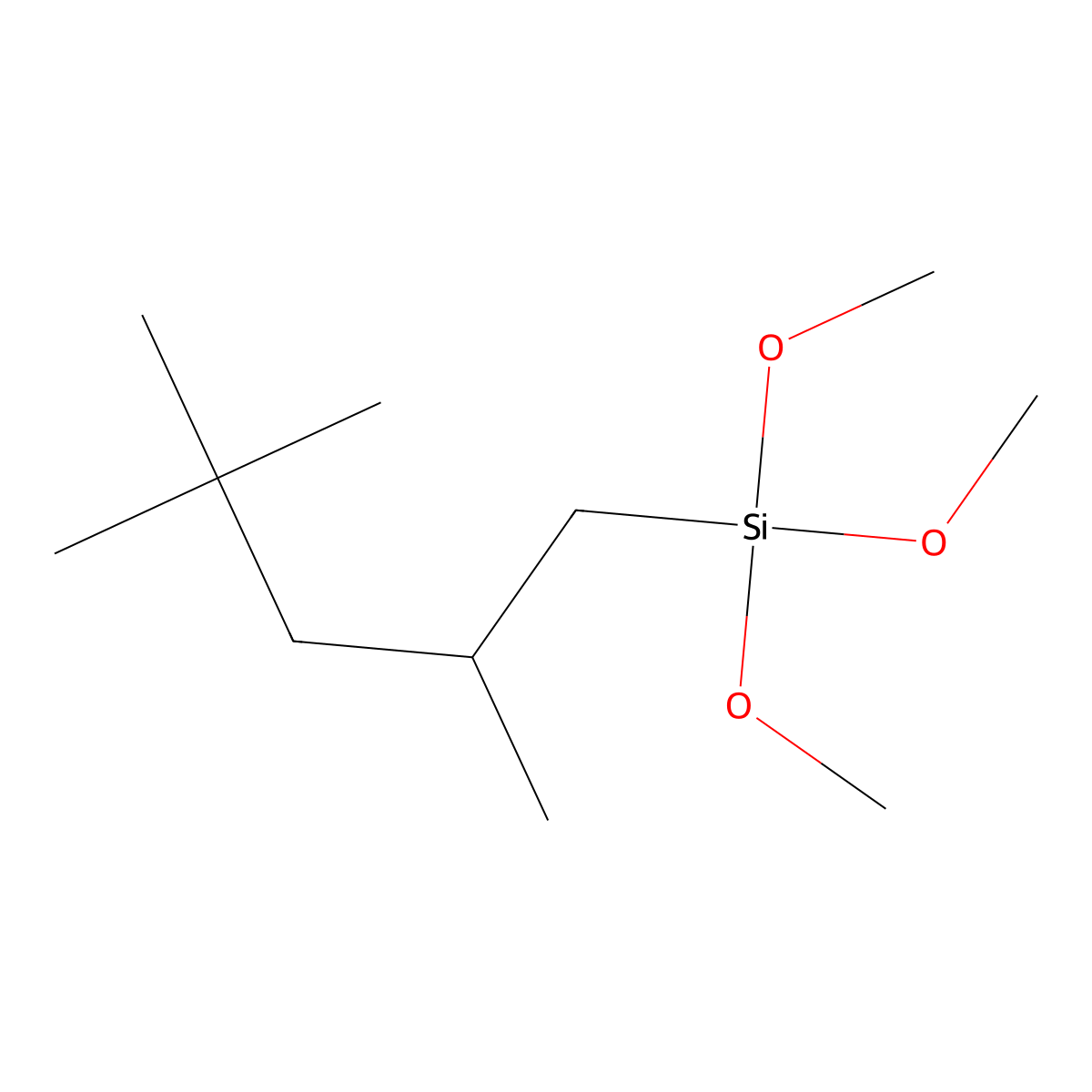 Trimethoxy(2,4,4-trimethylpentyl)silane molecular structure, CAS 34396-03-7