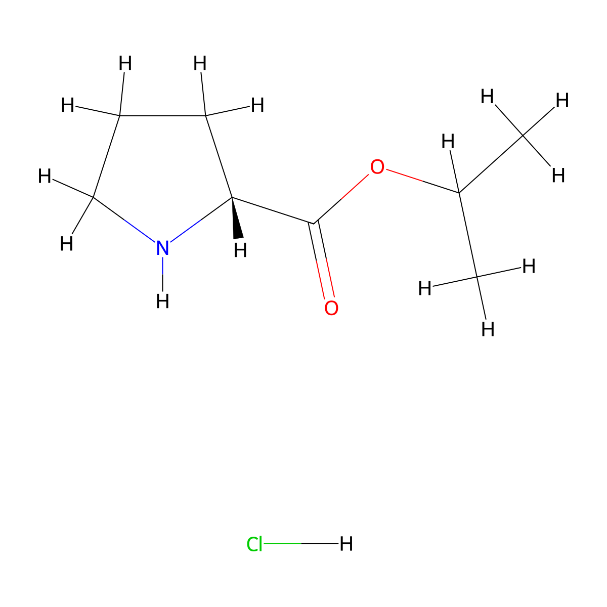 propan-2-yl (2R)-pyrrolidine-2-carboxylate hydrochloride molecular structure, CAS 343962-74-3