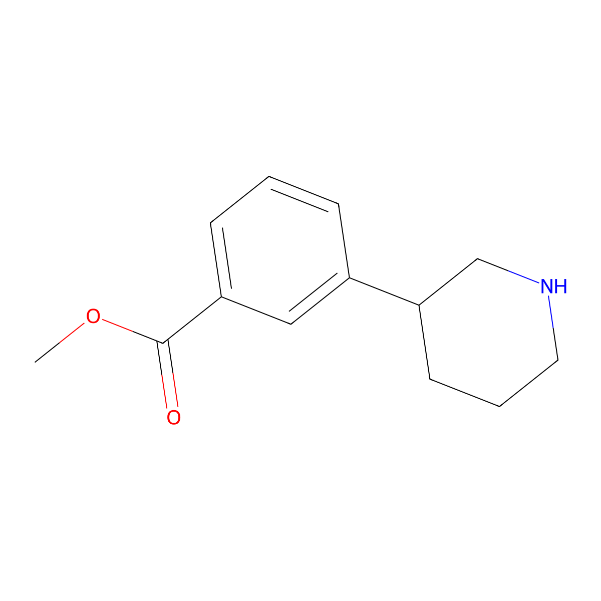 Methyl 3-(piperidin-3-yl)benzoate molecular structure, CAS 343966-00-7
