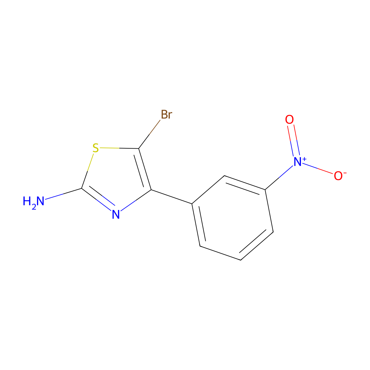 5-Bromo-4-(3-nitro-phenyl)-thiazol-2-ylamine molecular structure, CAS 343966-27-8