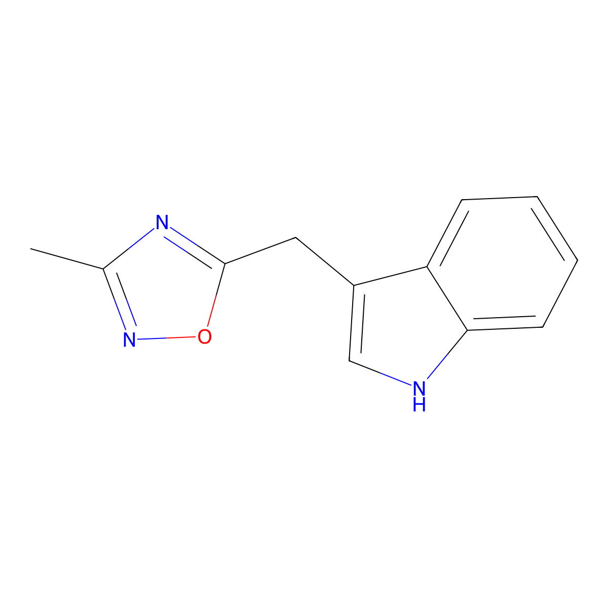 3-[(3-methyl-1,2,4-oxadiazol-5-yl)methyl]-1H-indole molecular structure, CAS 343966-69-8