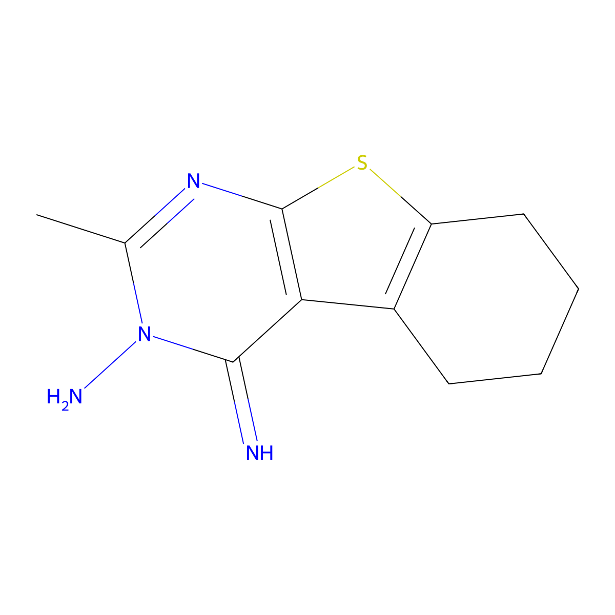 4-imino-2-methyl-5,6,7,8-tetrahydro[1]benzothieno[2,3-d]pyrimidin-3(4H)-amine molecular structure, CAS 343966-73-4