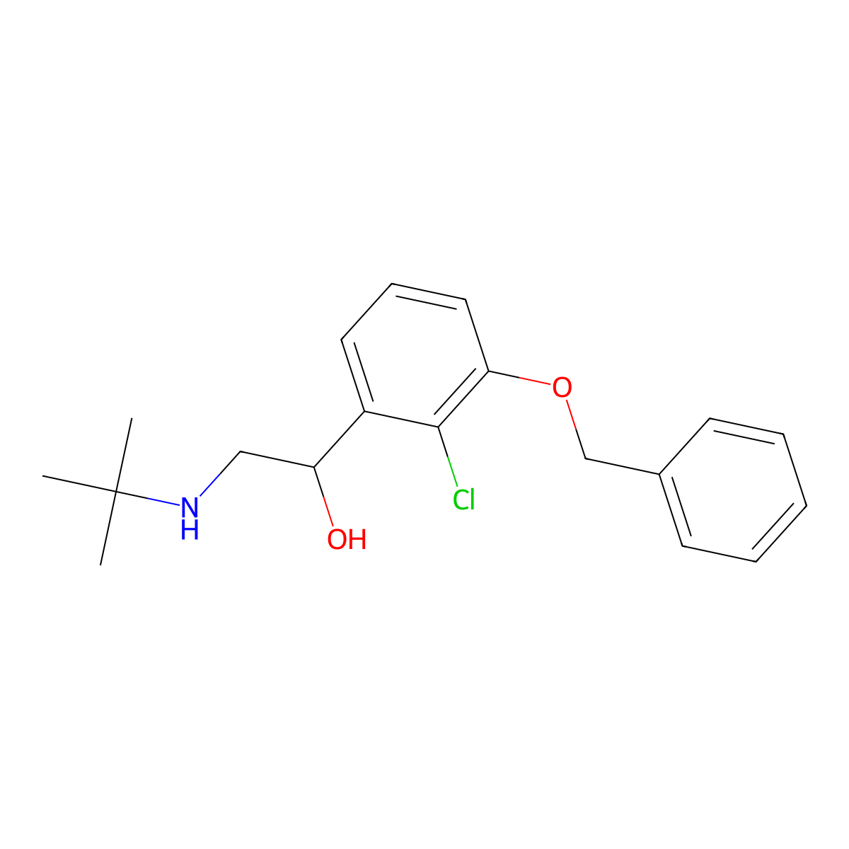 1-(3-(Benzyloxy)-2-chlorophenyl)-2-(tert-butylamino)ethanol molecular structure, CAS 343973-86-4