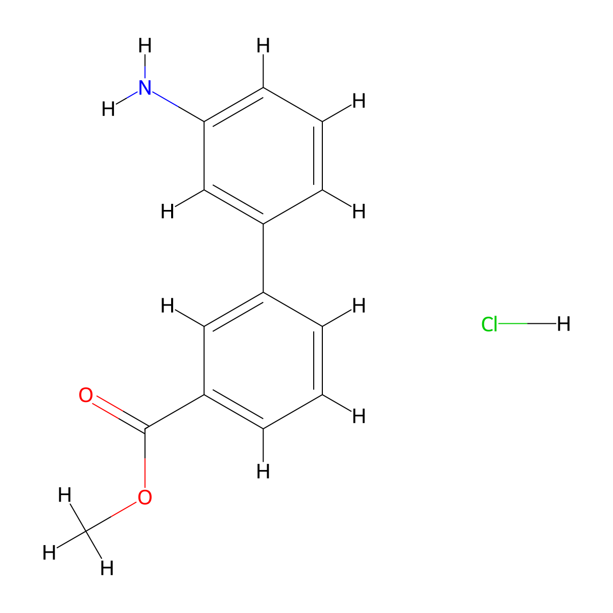 Methyl 3'-amino-[1,1'-biphenyl]-3-carboxylate hydrochloride molecular structure, CAS 343985-94-4