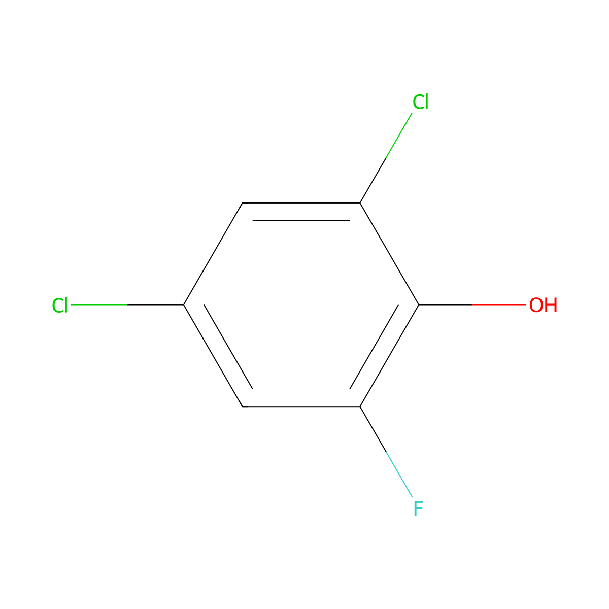 2,4-Dichloro-6-fluorophenol molecular structure, CAS 344-21-8