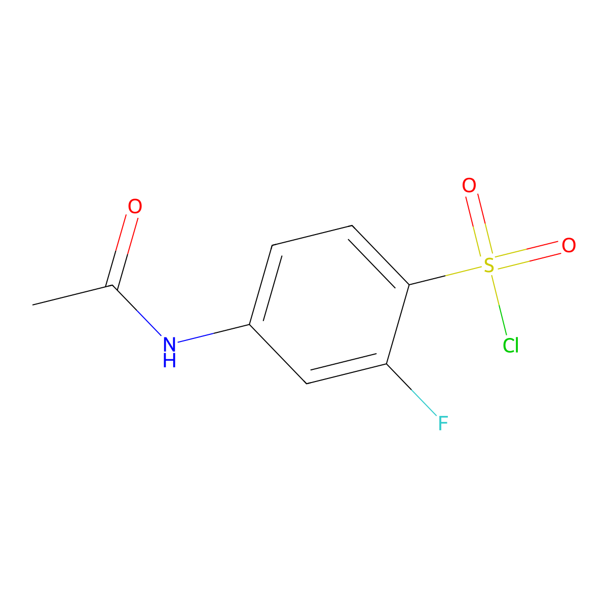 4-Acetamido-2-fluorobenzene-1-sulfonyl chloride molecular structure, CAS 344-70-7