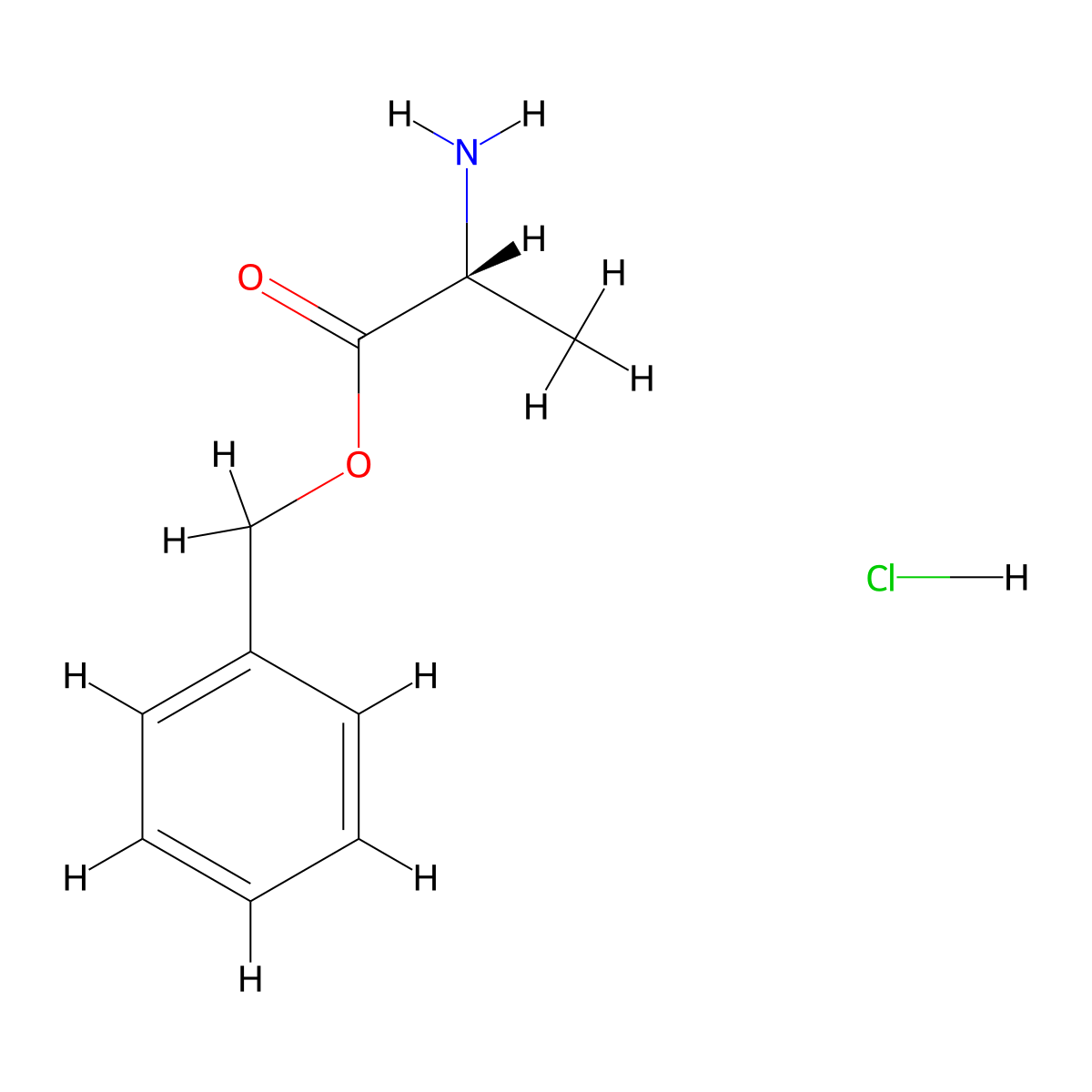 benzyl (2R)-2-aminopropanoate hydrochloride molecular structure, CAS 34404-37-0
