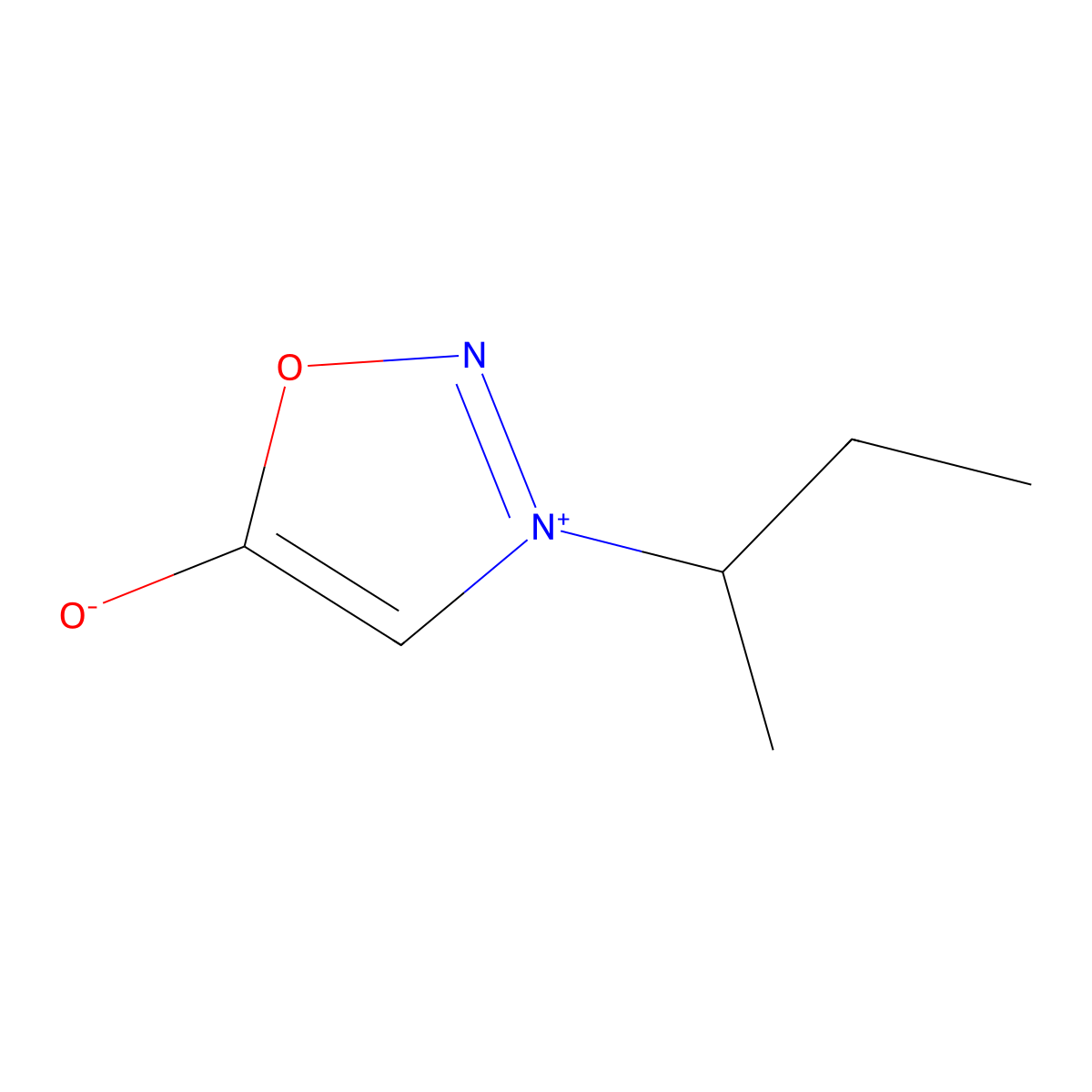 1,2,3-oxadiazolium, 5-hydroxy-3-(1-methylpropyl)-, inner salt molecular structure, CAS 3441-44-9
