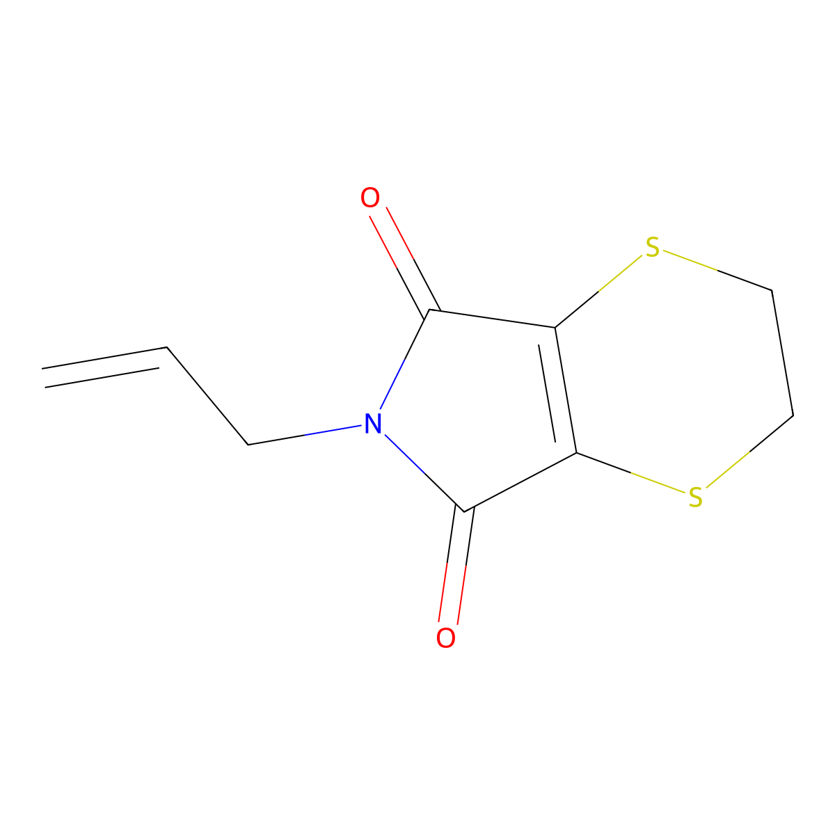 p-Dithiin-2,3-dicarboximide, 5,6-dihydro-N-allyl- molecular structure, CAS 34419-07-3