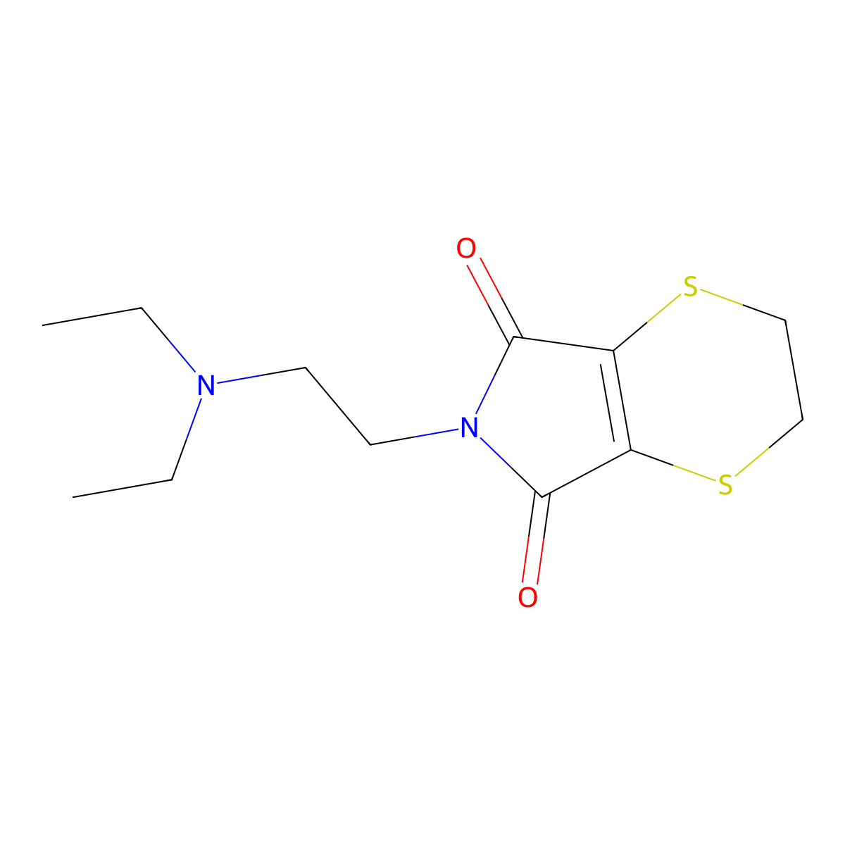 p-Dithiin-2,3-dicarboximide, 5,6-dihydro-N-(2-(diethylamino)ethyl)- molecular structure, CAS 34419-09-5