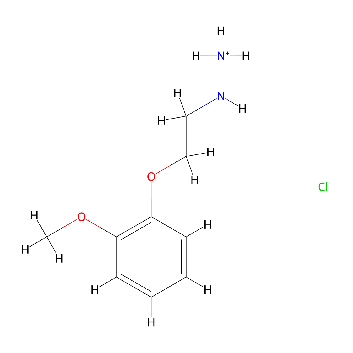 Hydrazine, (2-(o-methoxyphenoxy)ethyl)-, hydrochloride molecular structure, CAS 3442-51-1