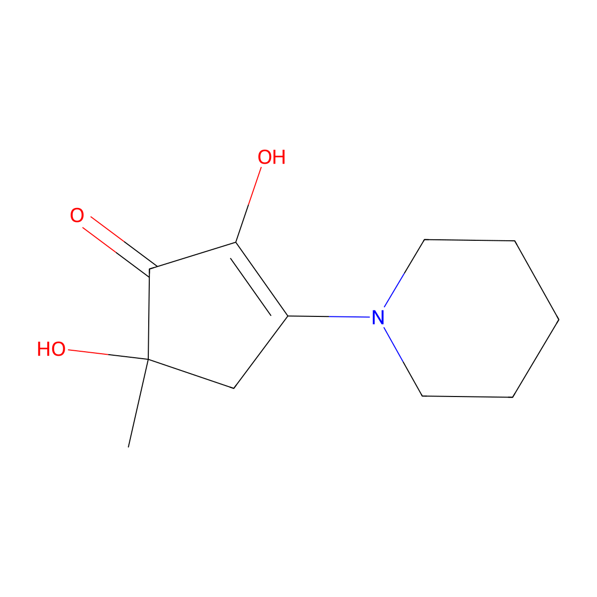 2-Cyclopenten-1-one, 2,5-dihydroxy-5-methyl-3-(1-piperidinyl)- molecular structure, CAS 34421-11-9