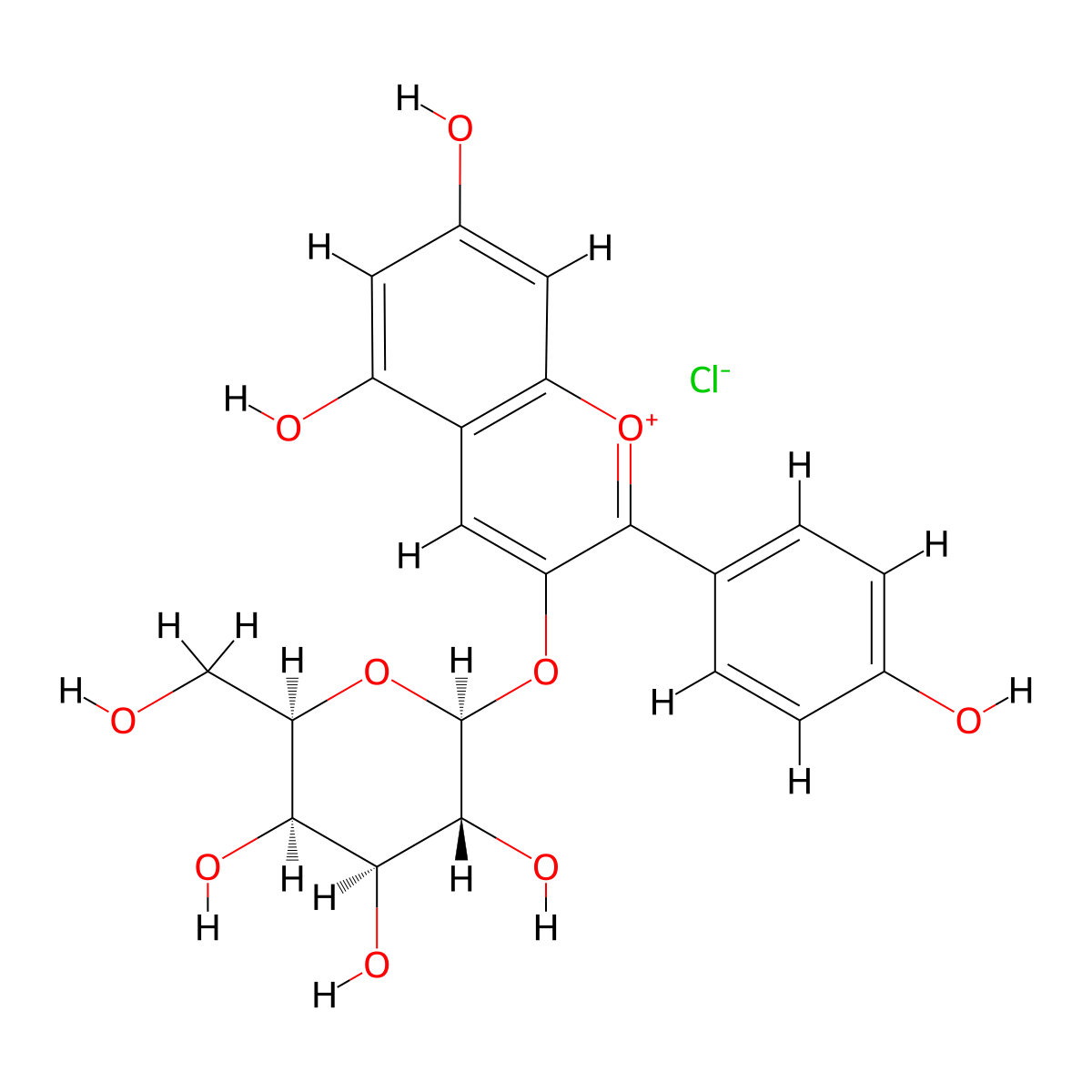 Pelargonidin 3-galactoside molecular structure, CAS 34425-22-4