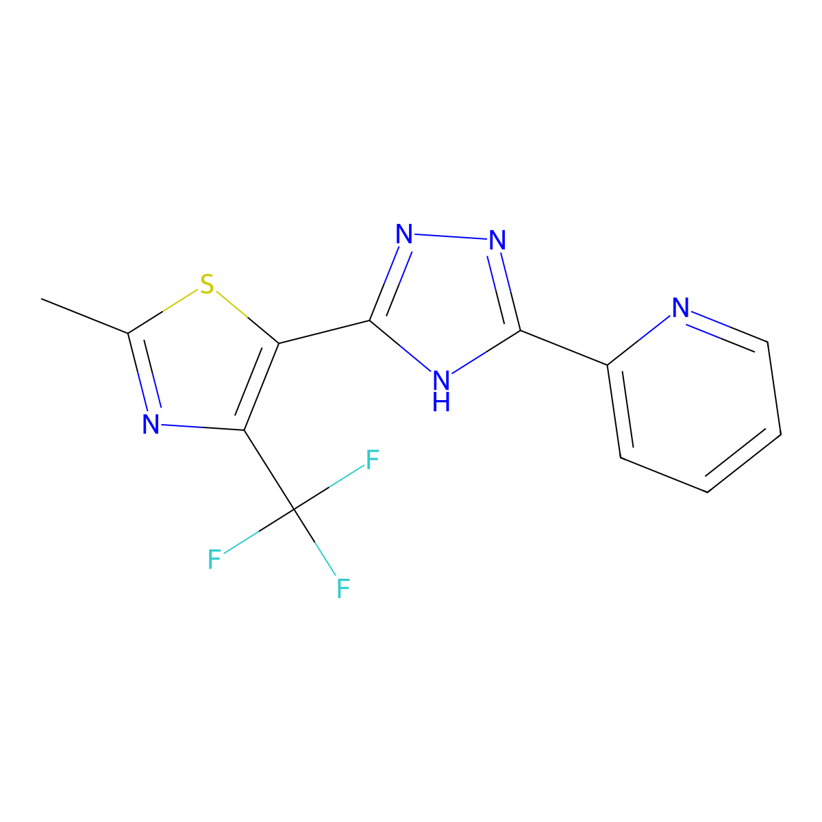 2-{5-[2-methyl-4-(trifluoromethyl)-1,3-thiazol-5-yl]-4H-1,2,4-triazol-3-yl}pyridine molecular structure, CAS 344262-30-2
