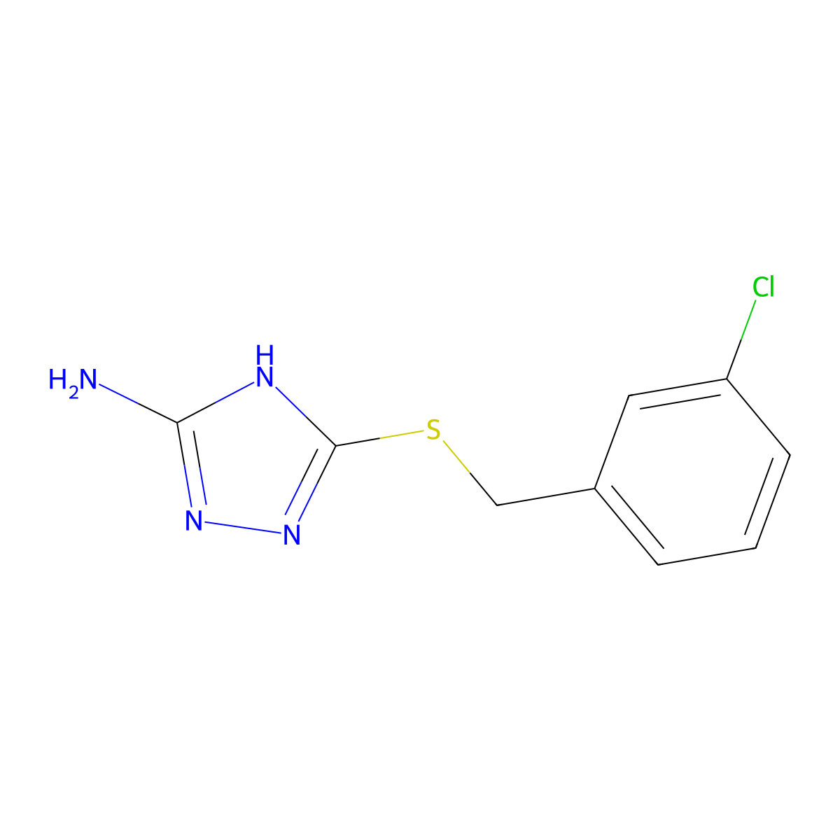 3-[(3-Chlorobenzyl)sulfanyl]-1H-1,2,4-triazol-5-ylamine molecular structure, CAS 344262-76-6