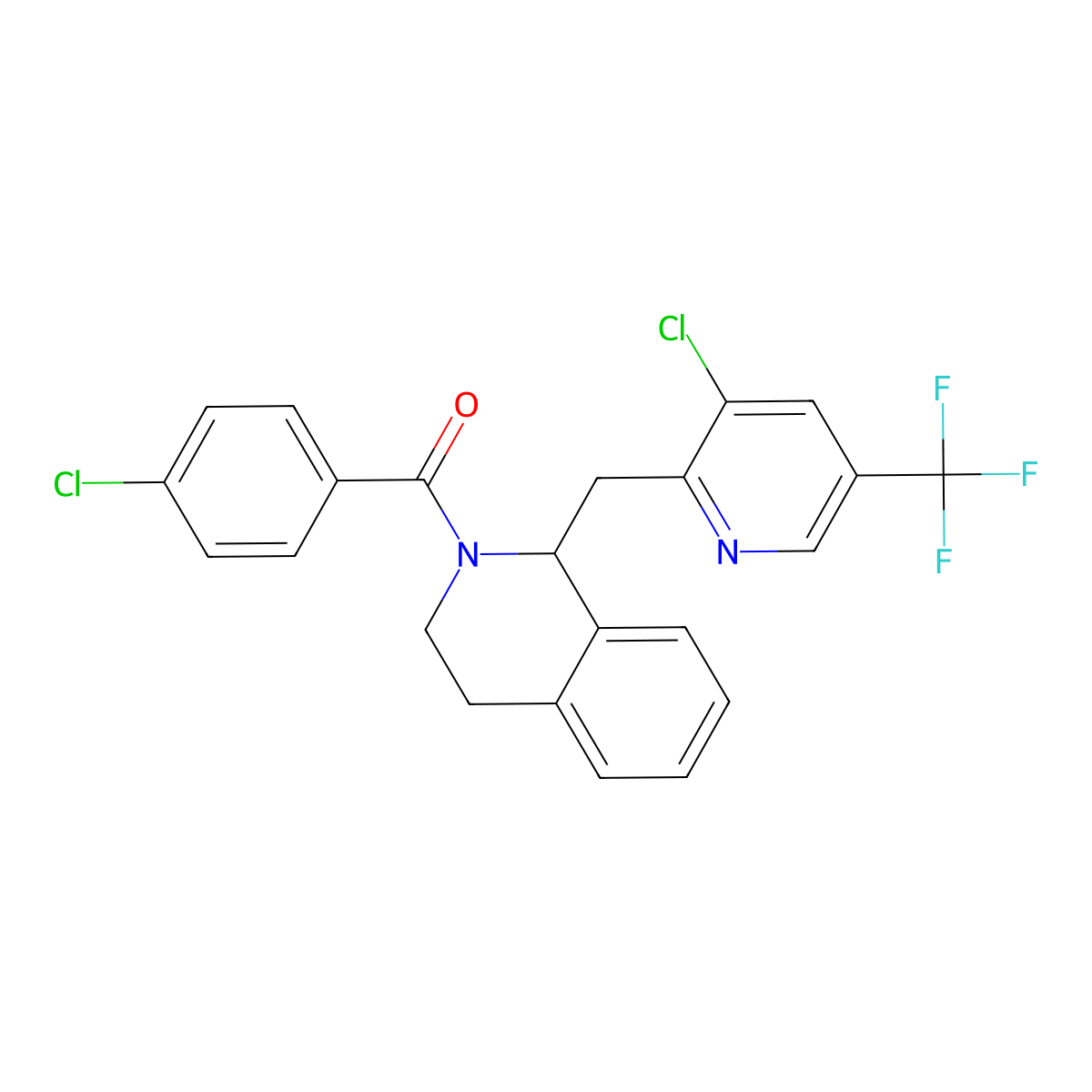 (4-Chlorophenyl)(1-((3-chloro-5-(trifluoromethyl)-2-pyridinyl)methyl)-3,4-dihydro-2(1H)-isoquinolinyl)methanone molecular structure, CAS 344263-52-1