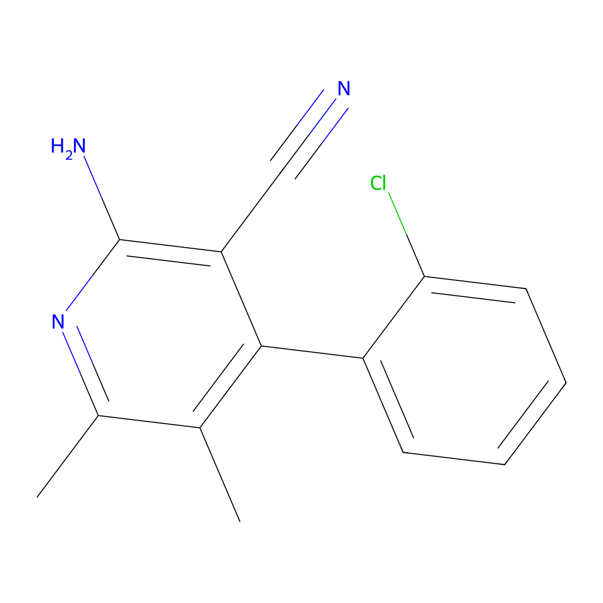 2-Amino-4-(2-chlorophenyl)-5,6-dimethylnicotinonitrile molecular structure, CAS 344264-31-9