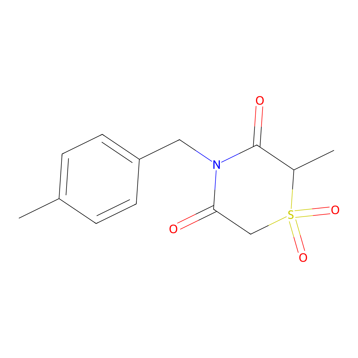 2-Methyl-4-(4-methylbenzyl)-1lambda~6~,4-thiazinane-1,1,3,5-tetraone molecular structure, CAS 344265-06-1