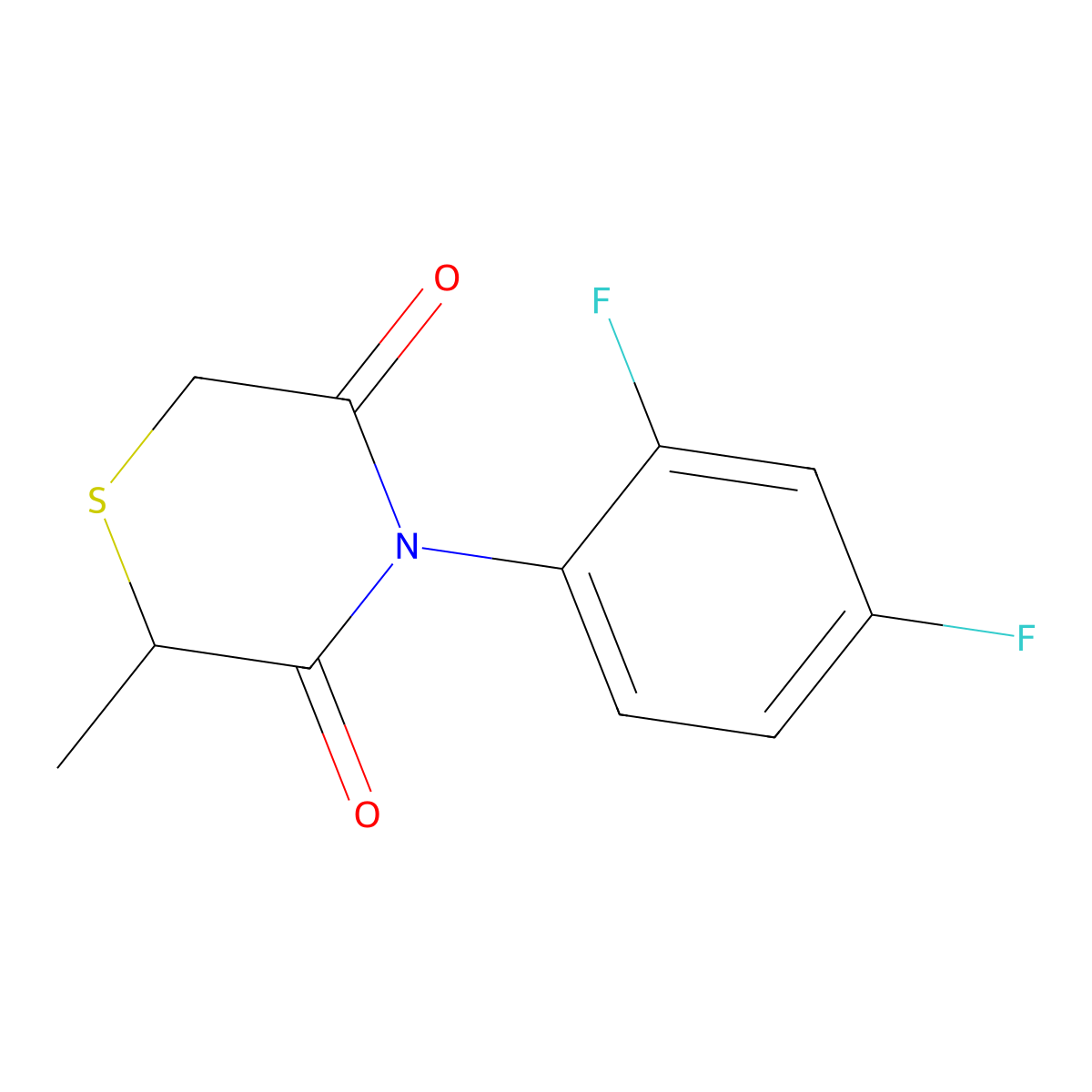 4-(2,4-Difluorophenyl)-2-methylthiomorpholine-3,5-dione molecular structure, CAS 344265-29-8