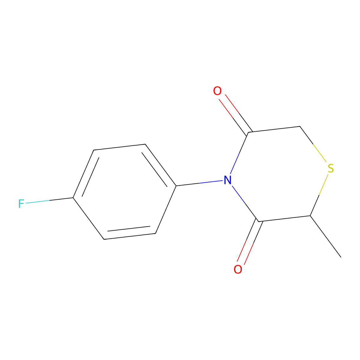 4-(4-Fluorophenyl)-2-methylthiomorpholine-3,5-dione molecular structure, CAS 344266-02-0