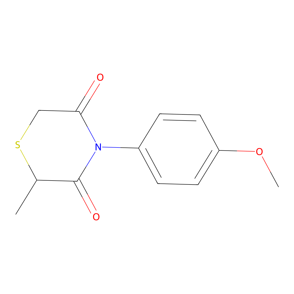 4-(4-Methoxyphenyl)-2-methylthiomorpholine-3,5-dione molecular structure, CAS 344266-10-0