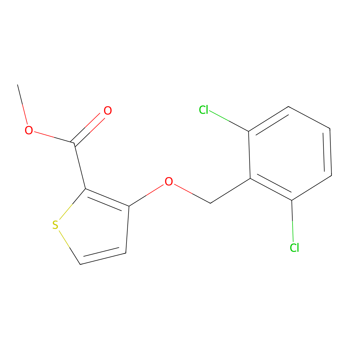Methyl 3-[(2,6-dichlorophenyl)methoxy]thiophene-2-carboxylate molecular structure, CAS 344268-42-4