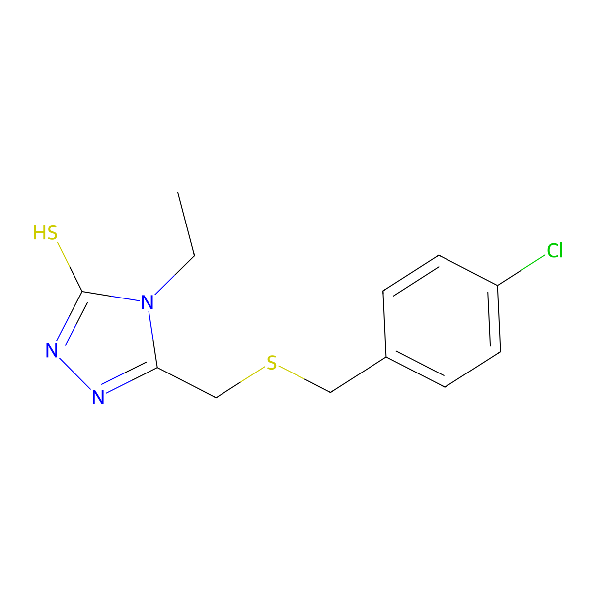 5-{[(4-chlorobenzyl)sulfanyl]methyl}-4-ethyl-4H-1,2,4-triazol-3-ylhydrosulfide molecular structure, CAS 344268-56-0