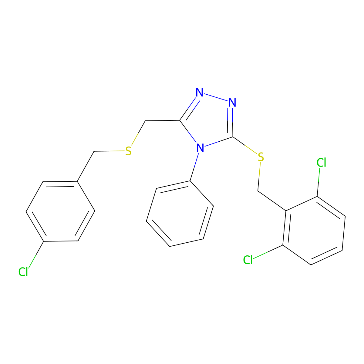 4-chlorobenzyl {5-[(2,6-dichlorobenzyl)sulfanyl]-4-phenyl-4H-1,2,4-triazol-3-yl}methyl sulfide molecular structure, CAS 344269-35-8