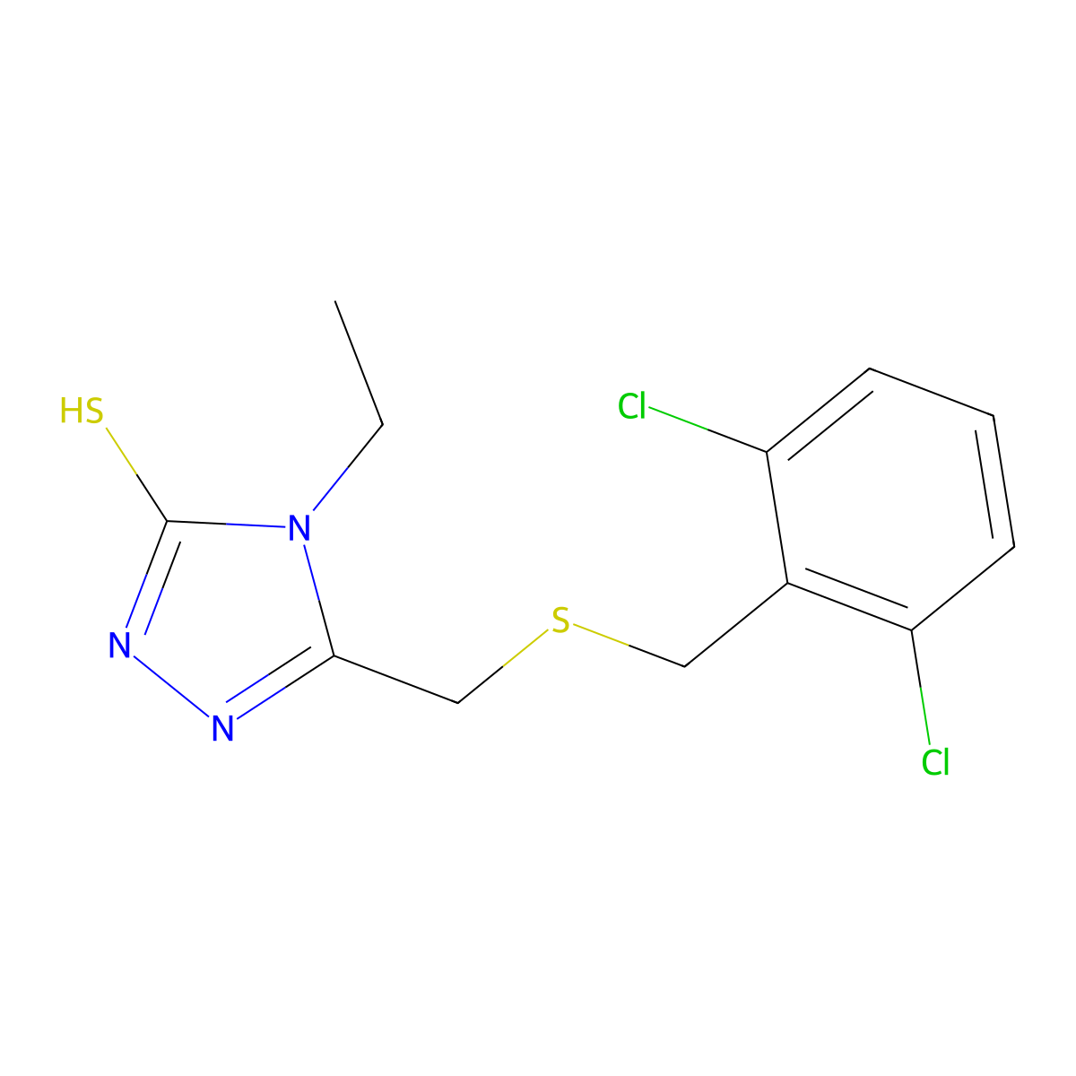5-{[(2,6-dichlorobenzyl)sulfanyl]methyl}-4-ethyl-4H-1,2,4-triazole-3-thiol molecular structure, CAS 344269-70-1