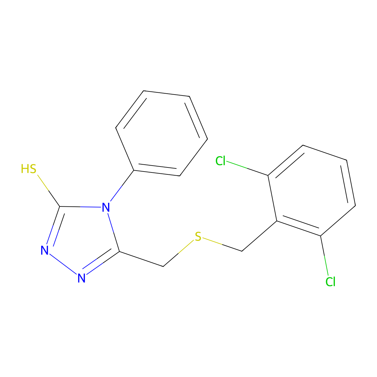 5-{[(2,6-dichlorobenzyl)sulfanyl]methyl}-4-phenyl-4H-1,2,4-triazole-3-thiol molecular structure, CAS 344269-75-6