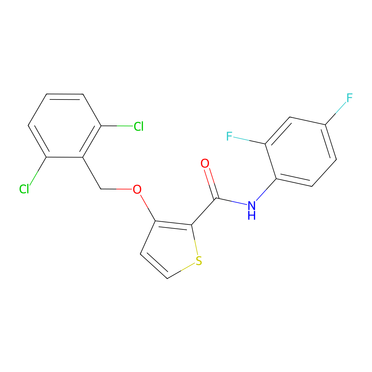3-[(2,6-dichlorophenyl)methoxy]-N-(2,4-difluorophenyl)thiophene-2-carboxamide molecular structure, CAS 344269-91-6