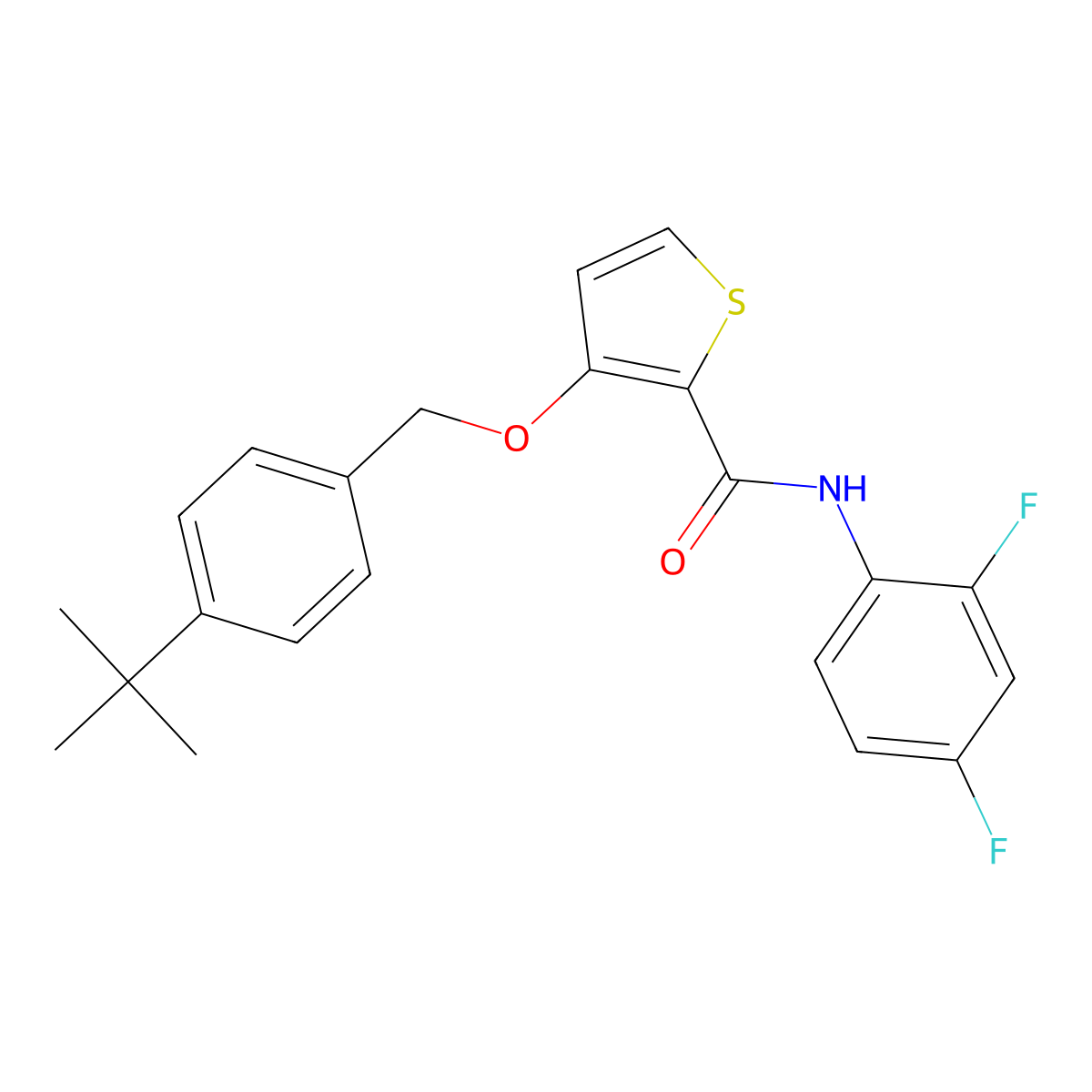 3-[(4-tert-butylphenyl)methoxy]-N-(2,4-difluorophenyl)thiophene-2-carboxamide molecular structure, CAS 344270-59-3