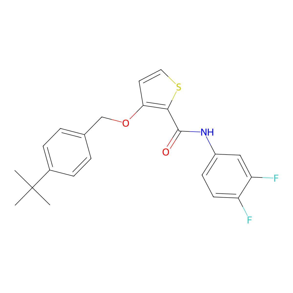3-[(4-tert-butylphenyl)methoxy]-N-(3,4-difluorophenyl)thiophene-2-carboxamide molecular structure, CAS 344270-65-1