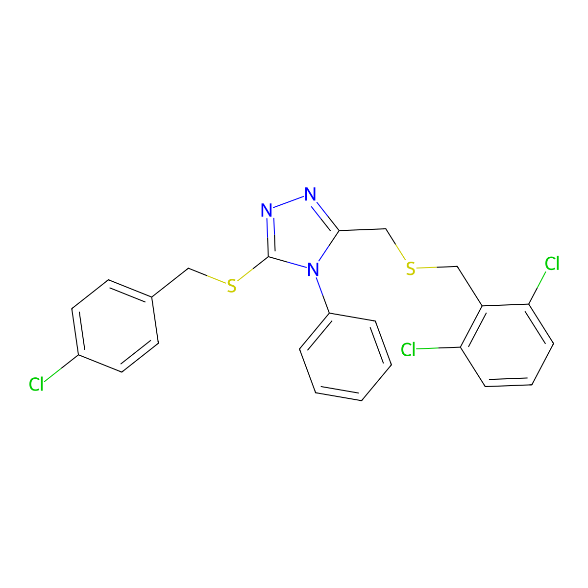 4-chlorobenzyl 5-{[(2,6-dichlorobenzyl)sulfanyl]methyl}-4-phenyl-4H-1,2,4-triazol-3-yl sulfide molecular structure, CAS 344271-34-7