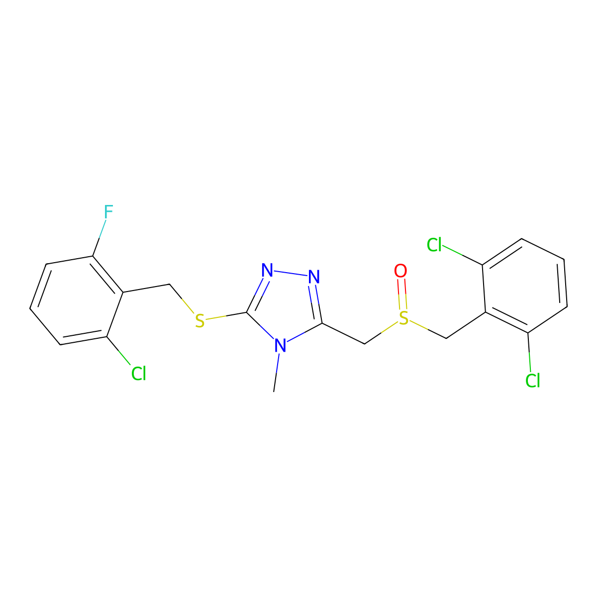 3-[(2-Chloro-6-fluorophenyl)methylsulfanyl]-5-[(2,6-dichlorophenyl)methylsulfinylmethyl]-4-methyl-1,2,4-triazole molecular structure, CAS 344271-85-8