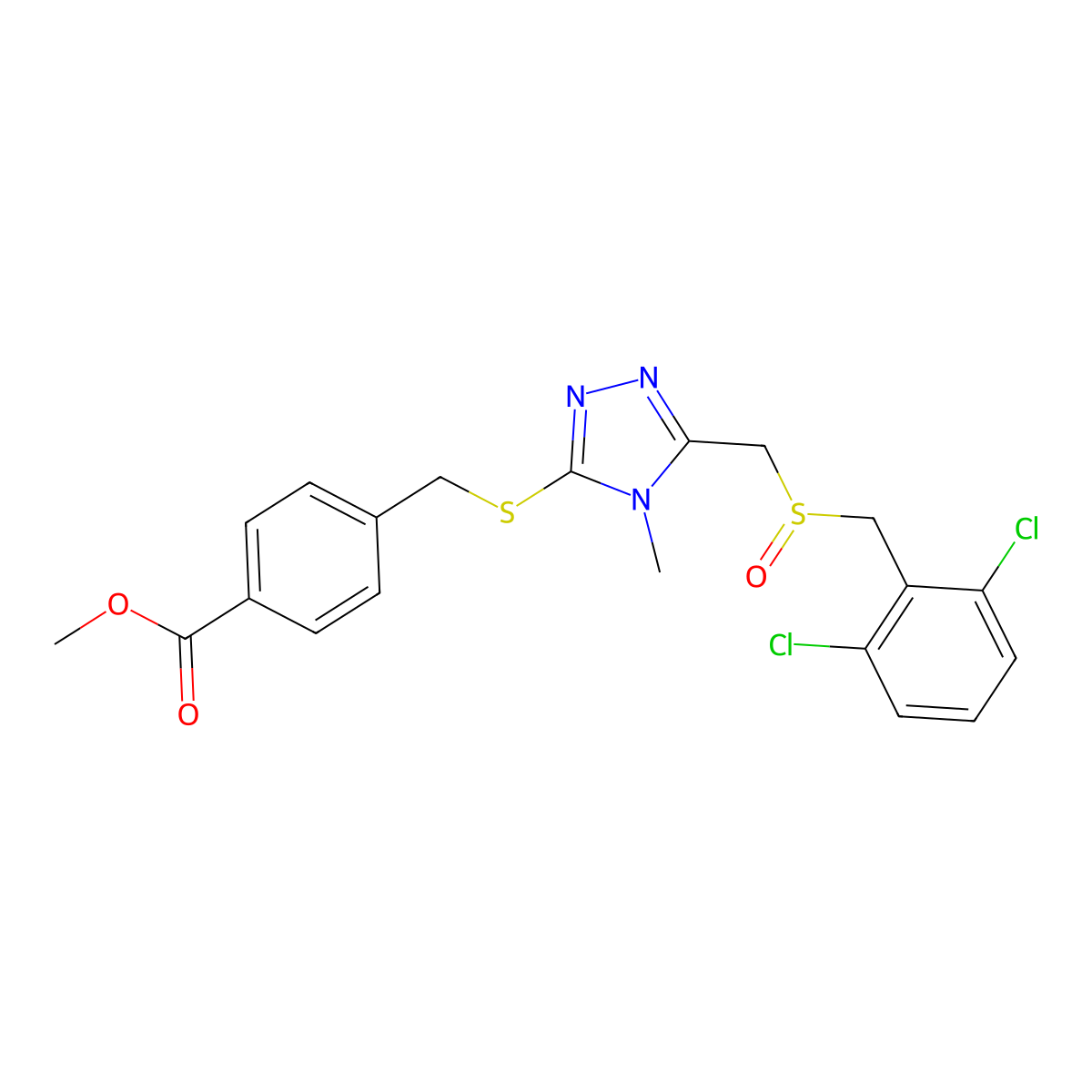 methyl 4-{[(5-{[(2,6-dichlorobenzyl)sulfinyl]methyl}-4-methyl-4H-1,2,4-triazol-3-yl)sulfanyl]methyl}benzenecarboxylate molecular structure, CAS 344271-91-6