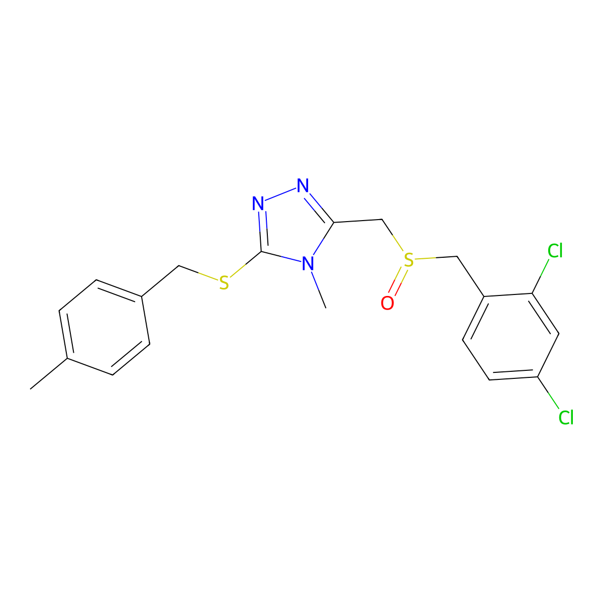 3-{[(2,4-dichlorobenzyl)sulfinyl]methyl}-4-methyl-5-[(4-methylbenzyl)sulfanyl]-4H-1,2,4-triazole molecular structure, CAS 344272-10-2