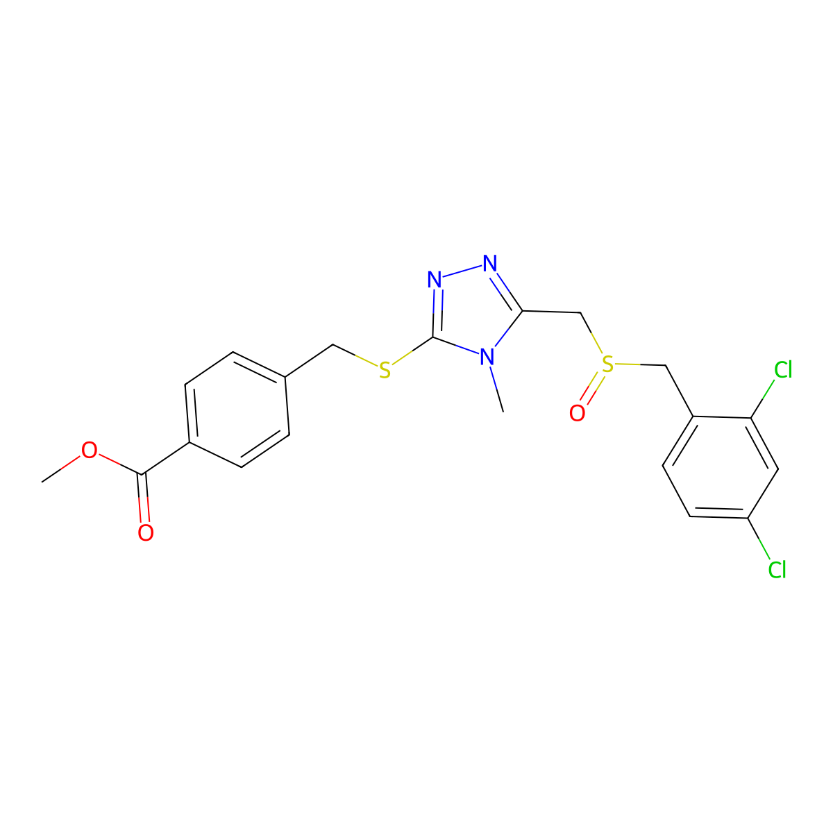methyl 4-{[(5-{[(2,4-dichlorobenzyl)sulfinyl]methyl}-4-methyl-4H-1,2,4-triazol-3-yl)sulfanyl]methyl}benzenecarboxylate molecular structure, CAS 344272-17-9