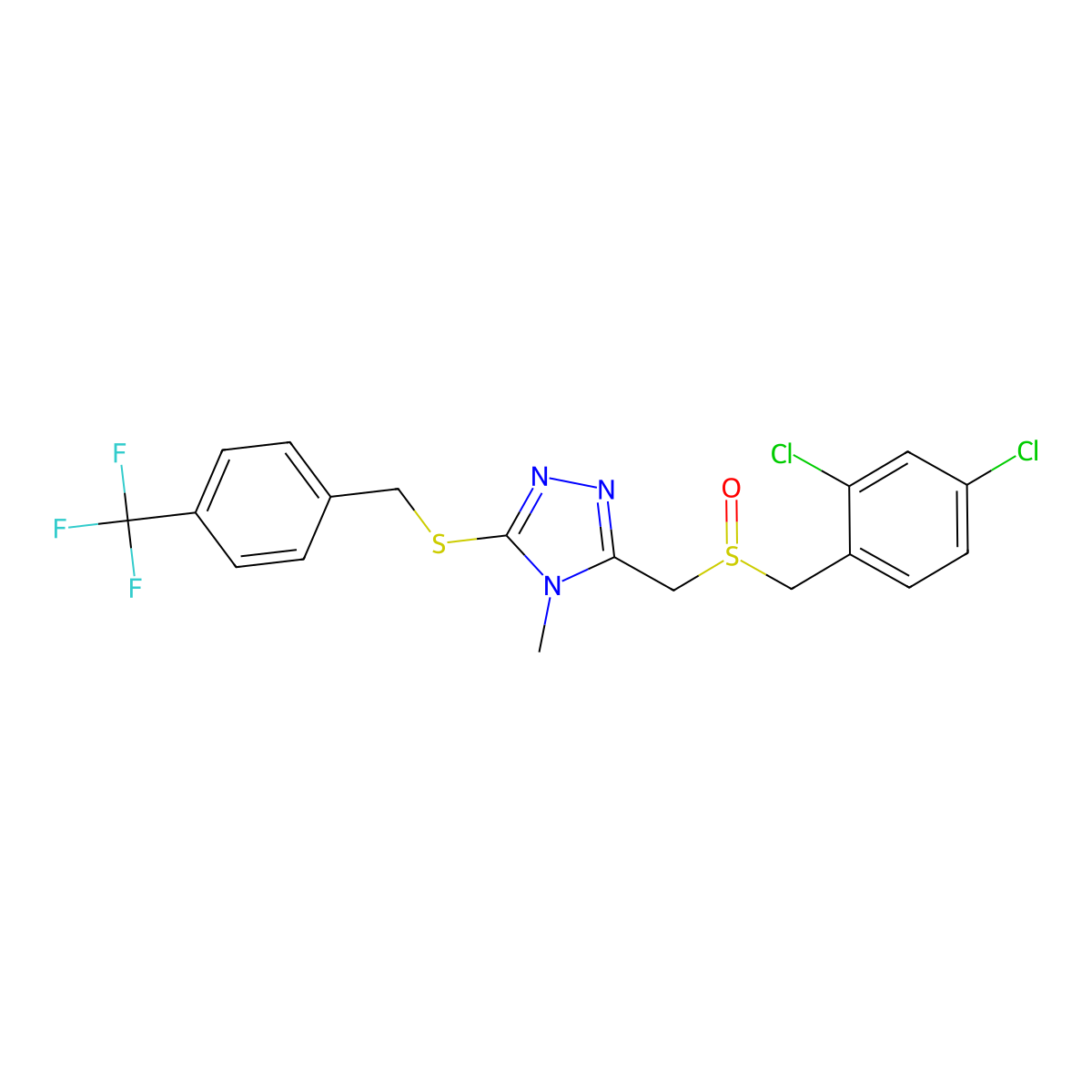 3-{[(2,4-dichlorobenzyl)sulfinyl]methyl}-4-methyl-5-{[4-(trifluoromethyl)benzyl]sulfanyl}-4H-1,2,4-triazole molecular structure, CAS 344272-31-7