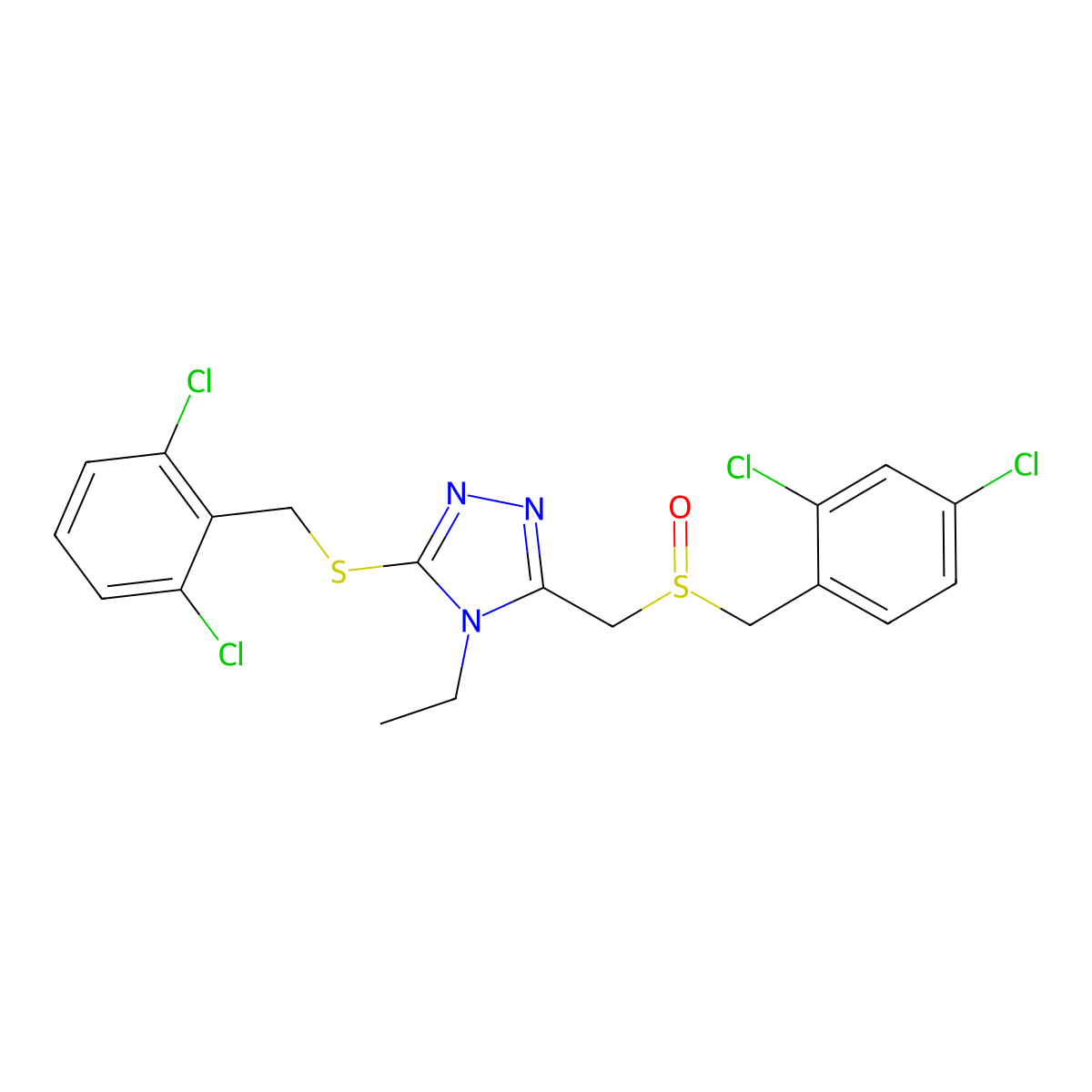 3-[(2,6-dichlorobenzyl)sulfanyl]-5-{[(2,4-dichlorobenzyl)sulfinyl]methyl}-4-ethyl-4H-1,2,4-triazole molecular structure, CAS 344272-38-4