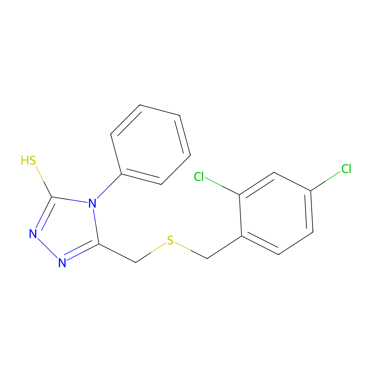 5-{[(2,4-dichlorobenzyl)sulfanyl]methyl}-4-phenyl-4H-1,2,4-triazole-3-thiol molecular structure, CAS 344272-72-6