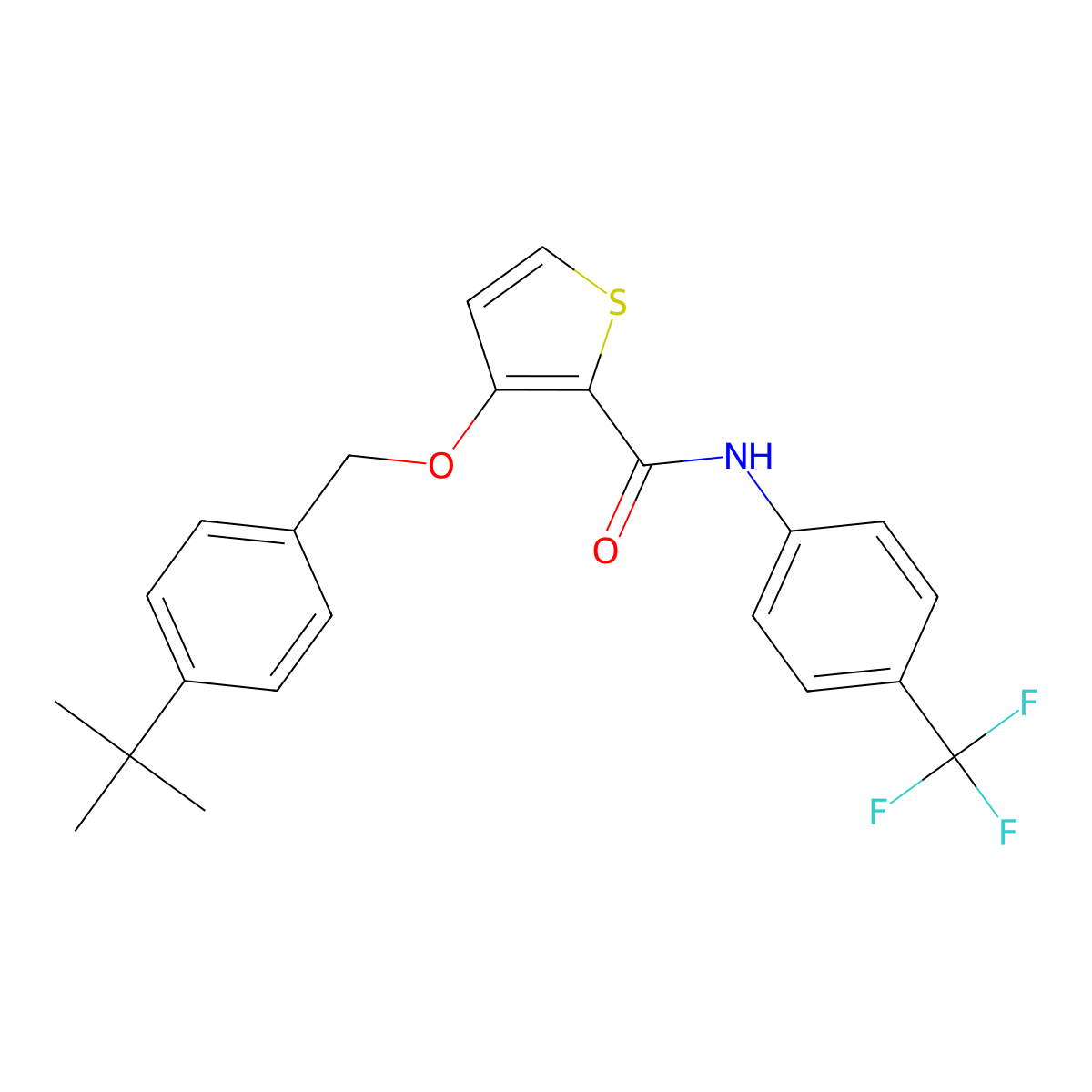 3-[(4-tert-butylphenyl)methoxy]-N-[4-(trifluoromethyl)phenyl]thiophene-2-carboxamide molecular structure, CAS 344272-91-9