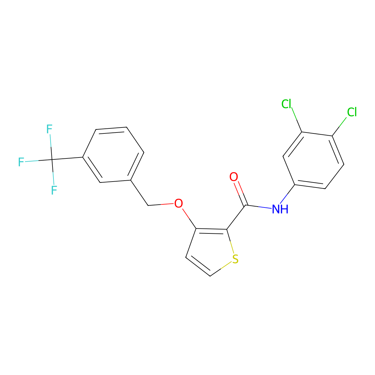 N-(3,4-dichlorophenyl)-3-{[3-(trifluoromethyl)benzyl]oxy}-2-thiophenecarboxamide molecular structure, CAS 344272-98-6