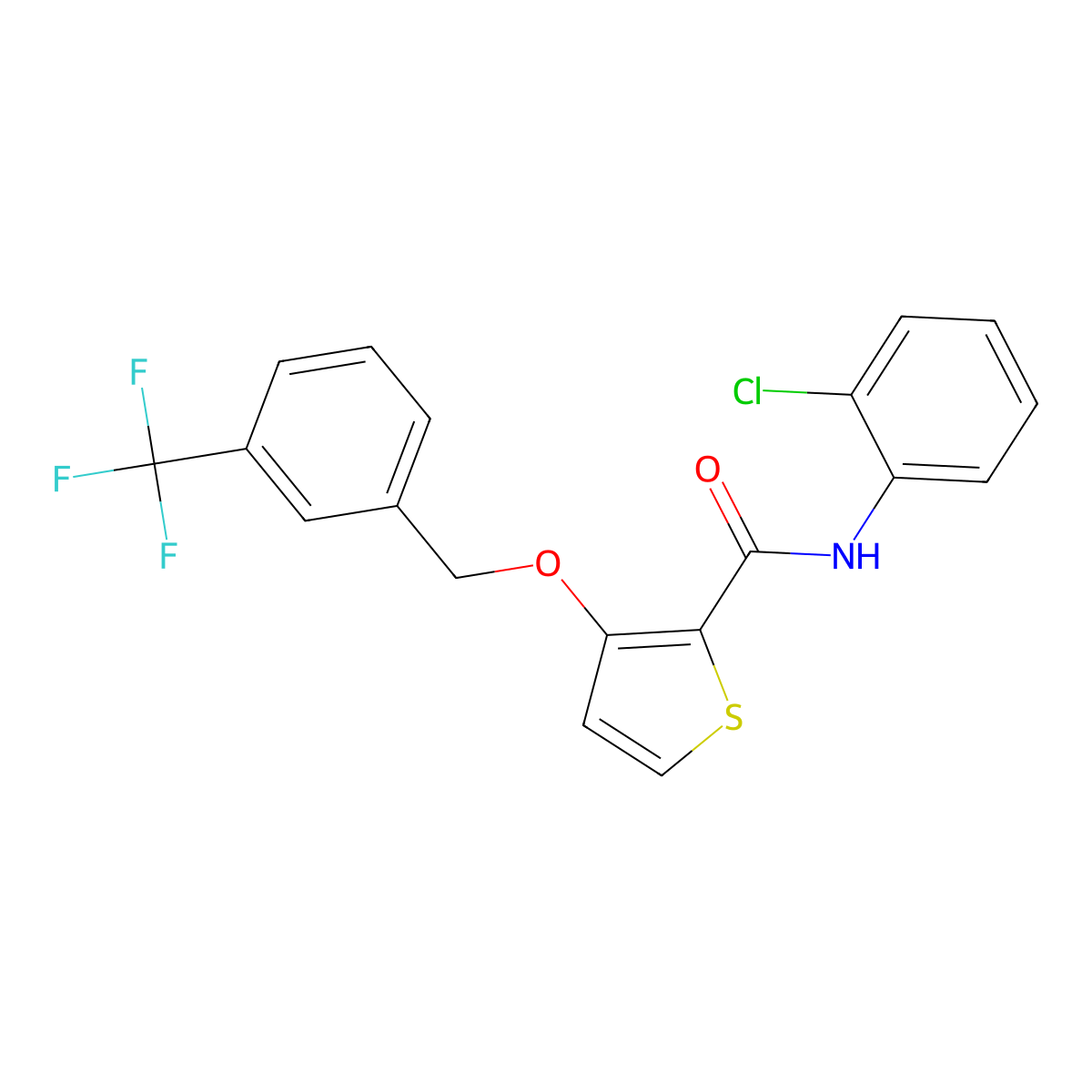 N-(2-chlorophenyl)-3-{[3-(trifluoromethyl)benzyl]oxy}-2-thiophenecarboxamide molecular structure, CAS 344273-18-3