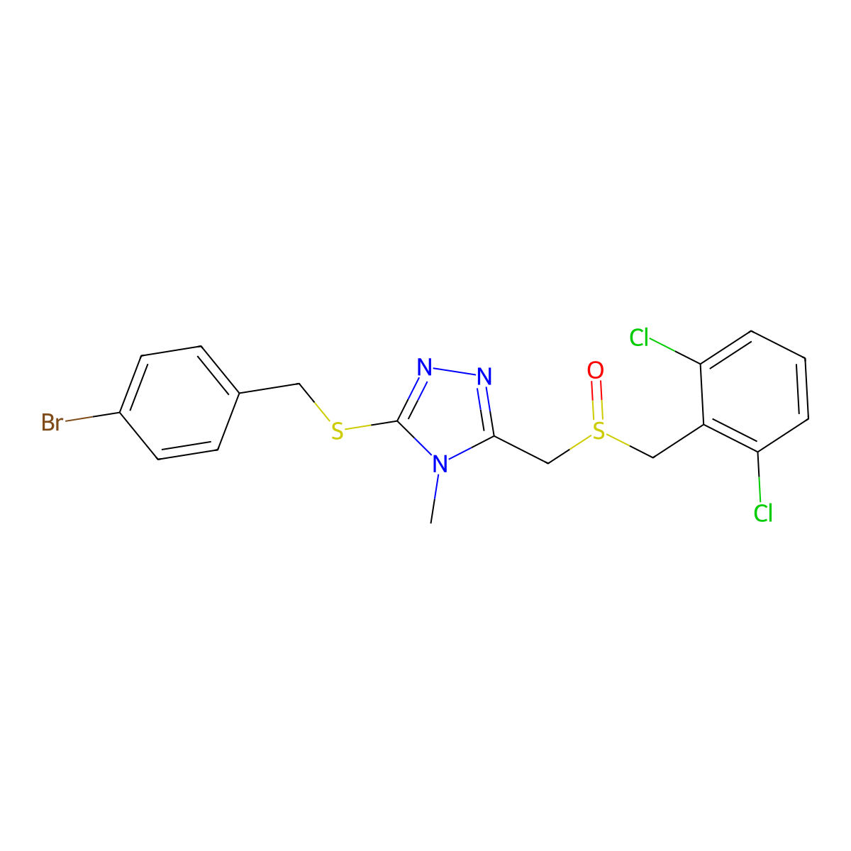 3-[(4-bromobenzyl)sulfanyl]-5-{[(2,6-dichlorobenzyl)sulfinyl]methyl}-4-methyl-4H-1,2,4-triazole molecular structure, CAS 344273-24-1