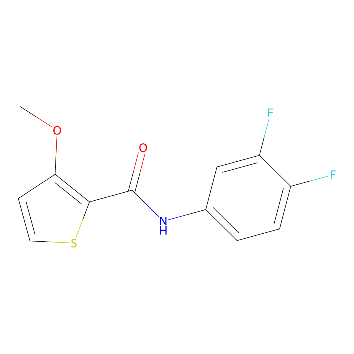 N-(3,4-difluorophenyl)-3-methoxythiophene-2-carboxamide molecular structure, CAS 344273-43-4